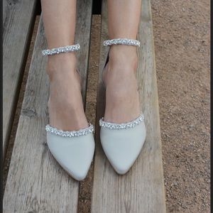 Ivory Leather Beaded Heels